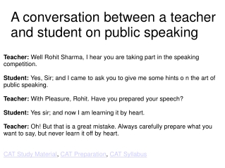 A conversation between a teacher and student on public speak