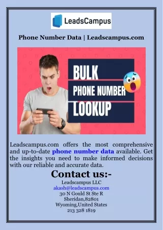 Phone Number Data  Leadscampus.com