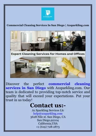 Commercial Cleaning Services In San Diego  A1sparkling.com