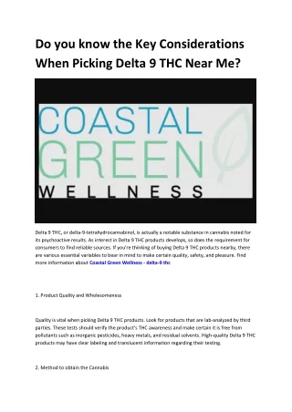 Coastal Green Wellness - thc delta 9