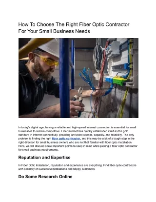 How To Choose The Right Fiber Optic Contractor For Your Small Business Needs