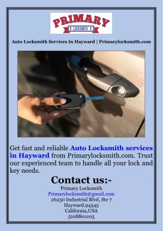 Auto Locksmith Services In Hayward  Primarylocksmith.com