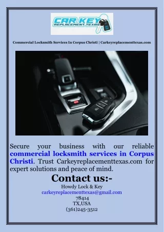 Commercial Locksmith Services In Corpus Christi  Carkeyreplacementtexas.com