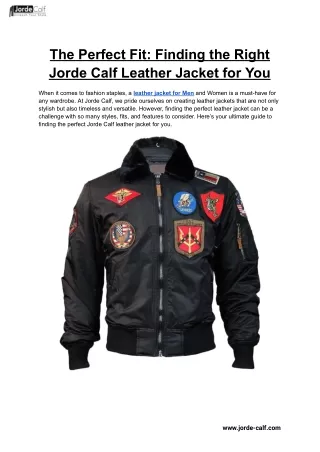 The Perfect Fit_ Finding the Right Jorde Calf Leather Jacket for You