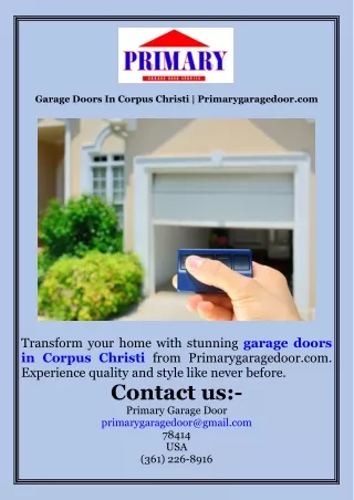 Garage Doors In Corpus Christi  Primarygaragedoor.com