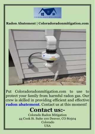 Radon Abatement  Coloradoradonmitigation.com