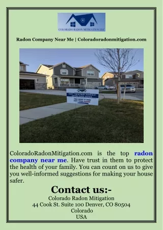 Radon Company Near Me  Coloradoradonmitigation.com