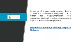 Commercial Contract Drafting Lawyer In Malaysia  Sklaipartners.com