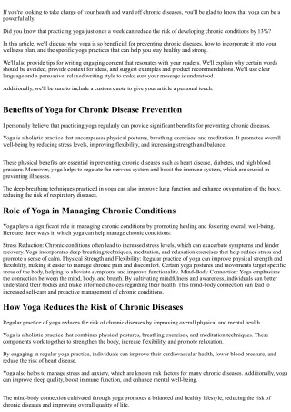 Why Does Yoga Aid in Chronic Disease Prevention?