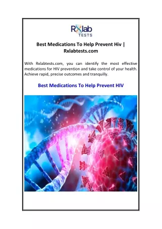 Best Medications To Help Prevent Hiv  Rxlabtests.com