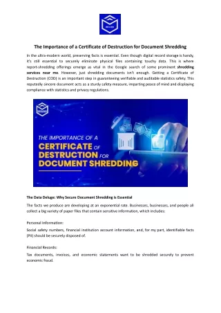 The Importance of a Certificate of Destruction for Document Shredding