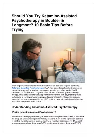 Should You Try Ketamine-Assisted Psychotherapy in Boulder & Longmont 10 Basic Tips Before Trying