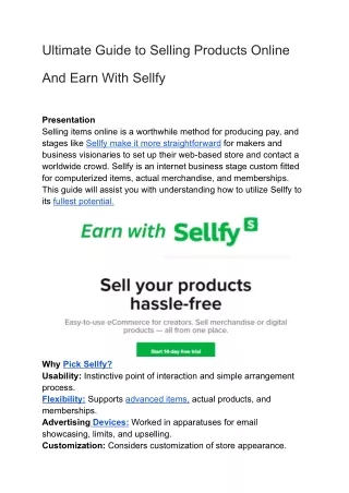 Ultimate Guide to Selling Products Online And Earn With Sellfy