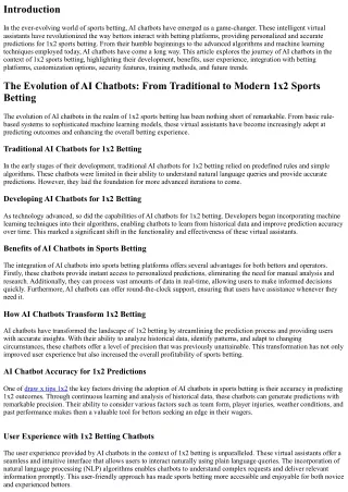 The Evolution of AI Chatbots: From Traditional to Modern 1x2 Sports Betting