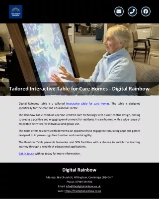 Tailored Interactive Table for Care Homes - Digital Rainbow