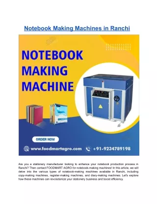 Notebook Making Machines in Ranchi