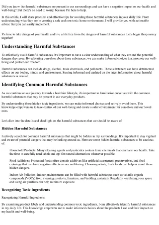100% Daily Tips for Harmful Substance Avoidance