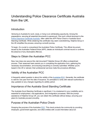 Understanding Police Clearance Certificate Australia from the UK