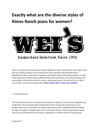 Wei's Western Wear - kimes ranch jeans