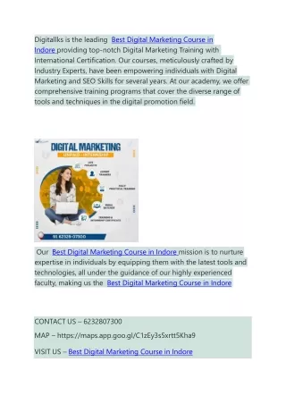 Best Digital Marketing Course in Indore