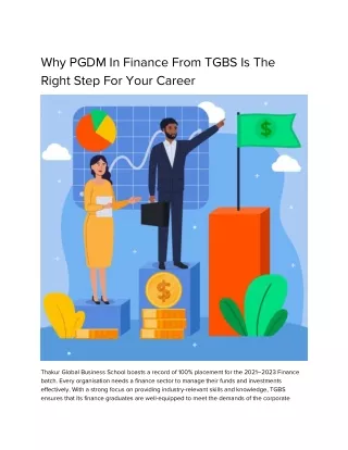 Why PGDM In Finance From TGBS Is The Right Step For Your Career
