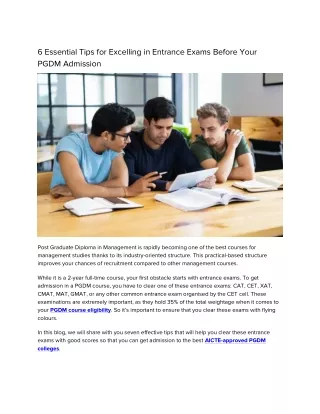 6 Essential Tips for Excelling in Entrance Exams Before Your PGDM Admission