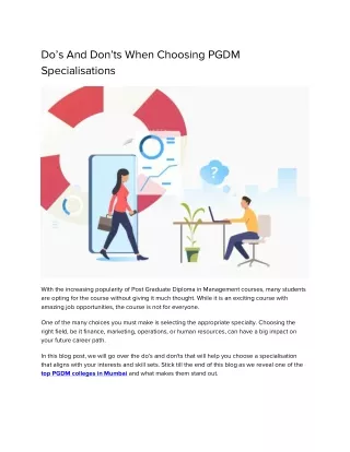 Do’s And Don’ts When Choosing PGDM Specialisations