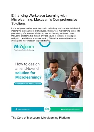 Enhancing Workplace Learning with Microlearning_ MaxLearn's Comprehensive Solutions