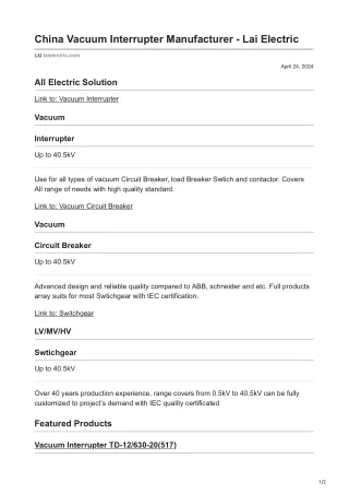 laielectric.com-China Vacuum Interrupter Manufacturer - Lai Electric