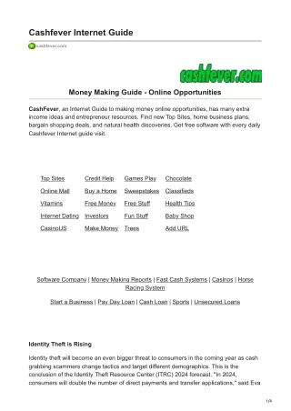cashfever.com-Cashfever Internet Guide
