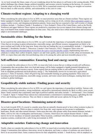 Where will be the safest place to live in 2050?