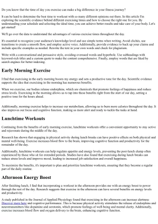 Mastering Your Schedule: Ideal Exercise Times Explored