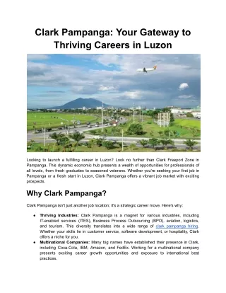 Clark Pampanga_ Your Gateway to Thriving Careers in Luzon