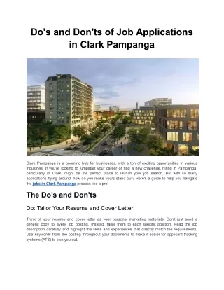 Do's and Don'ts of Job Applications in Clark Pampanga
