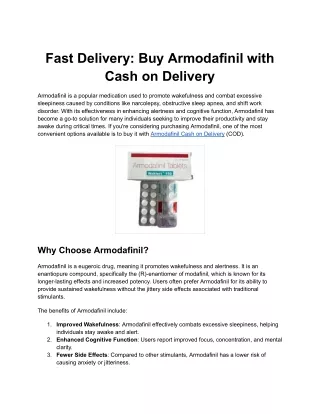 Fast Delivery_ Buy Armodafinil with Cash on Delivery