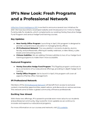 IPI's New Look_ Fresh Programs and a Professional Network