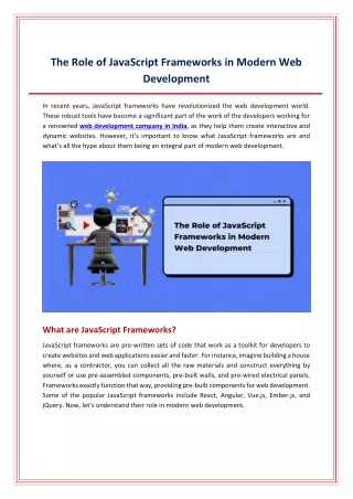 The Role of JavaScript Frameworks In Modern Web Development