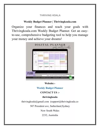 Weekly Budget Planner  Thrivingkoala