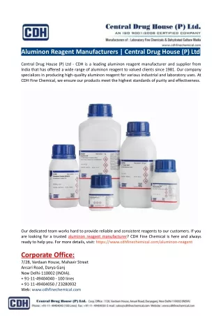 Aluminon Reagent Manufacturers