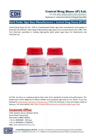 Baird Parker Agar Base Manufacturers