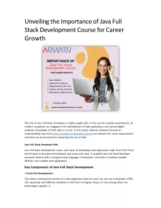 Unveiling the Importance of Java Full Stack Development Course for Career Growth