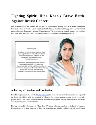 Fighting Spirit_ Hina Khan's Brave Battle Against Breast Cancer