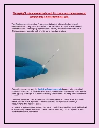 The AgAgCl reference electrode and Pt counter electrode are crucial components in electrochemical cells