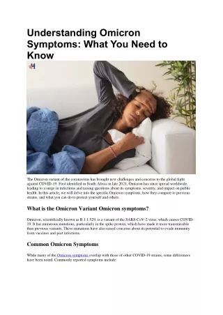 Understanding Omicron Symptoms