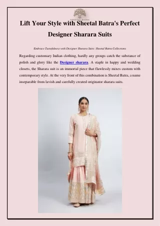 Lift Your Style with Sheetal Batra's Perfect Designer Sharara Suits