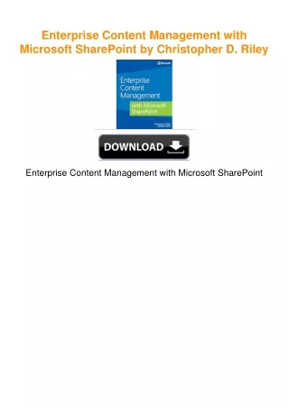 Enterprise Content Management with Microsoft SharePoint by Christopher D.