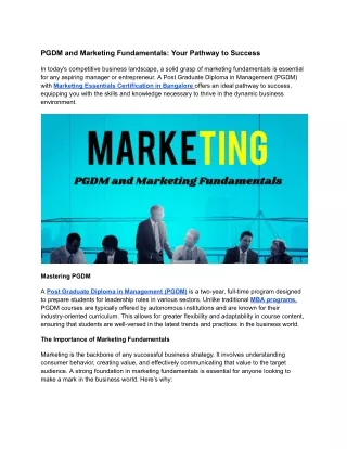 PGDM and Marketing Fundamentals_ Your Pathway to Success