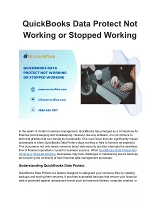 QuickBooks Data Protect Not Working or Stopped Working
