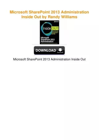 Microsoft SharePoint 2013 Administration Inside Out by Randy Williams