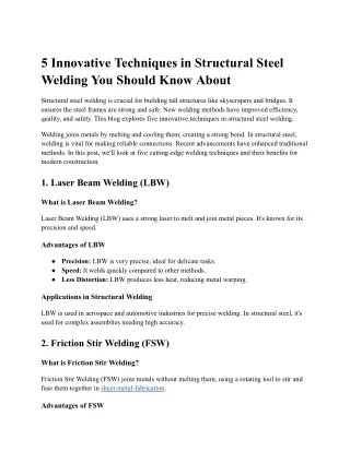 5 Innovative Techniques in Structural Steel Welding You Should Know About